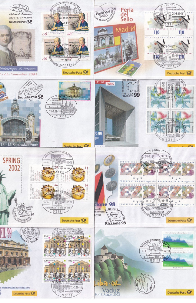 `ODZ&GERMANY 8 VERY GOOD DEUTSCHE POST EXHIBITION COVERS LOOK ALL DIFFERENT 877