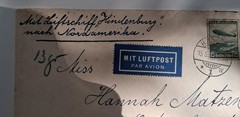 1936 1936 Graf Zeppelin Hindenburg Germany to New York Airmail Cover Nazi Era…