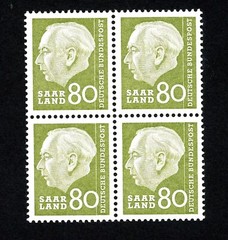 Stamps Saar, Scott # 279 Mint NH block of four