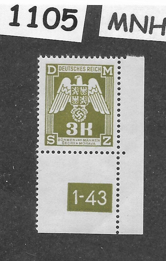 MNH stamp Third Reich official Sc 022 WWII Germany Occupation BaM 1943 #1105