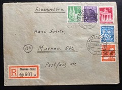1948 Murnau Germany Registered Postwar Cover Locally Used Provisional Stamps