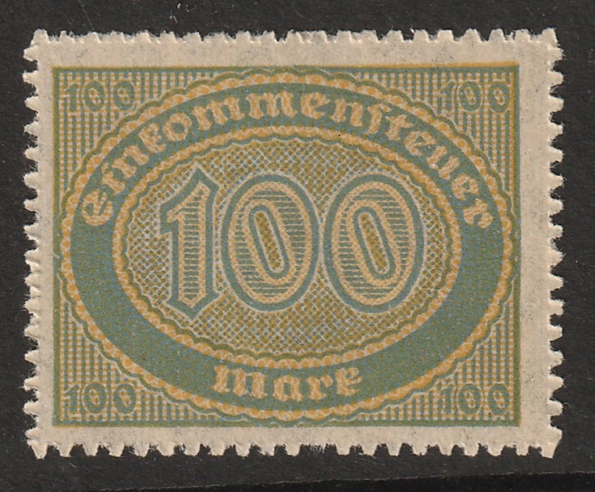 Germany 1920s 100m Tax Revenue MNH / Wmk Quadfoil – S45021