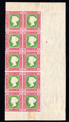 heligoland 2 schilling right side block of 10 #3 1867 rouletted 10 w cert