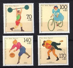 GERMANY 1991 Sports aid : basketball, biking wrestling Michel 1499/02 MNH W3102