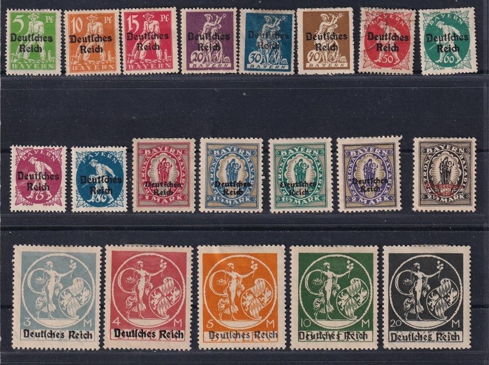 Germany 1920 Michel 119-138 Definitive issue. Surcharge. MH* (123,125-Used)