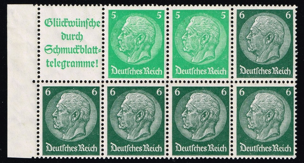 Germany Scott 418a booklet pane M, H on tab