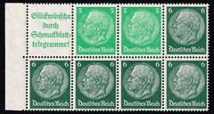 Germany Scott 418a booklet pane M, H on tab