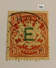 1888-1908 2- Germany Stamps. Bayern, Bavaria. 10 Pf. 1 W/ Overprint. NG.