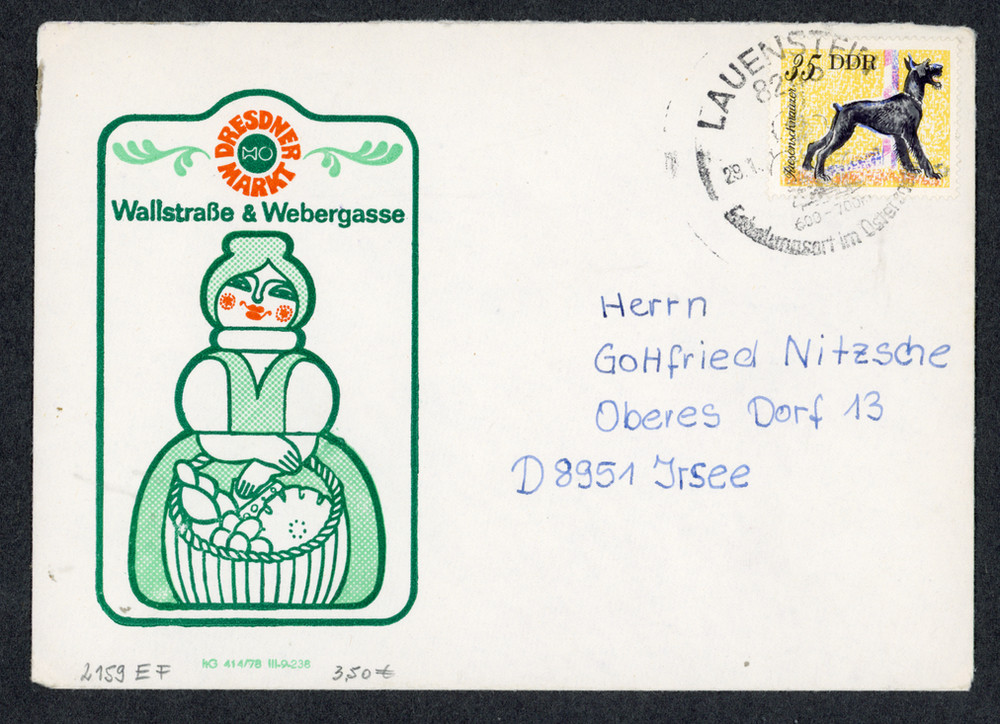 DDR #1753 Great Dane Dog 25 Pf Lauenstein Special Cancel Cover 1977