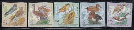 GERMANY Hen harrier, Bustard, Warbler, Duck & Shrike BIRDS MNH set