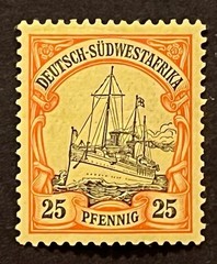 Travelstamps: GERMANY SOUTH WEST AFRICA STAMPS 25pf Kaiser’s Yacht MOGH UnWMK