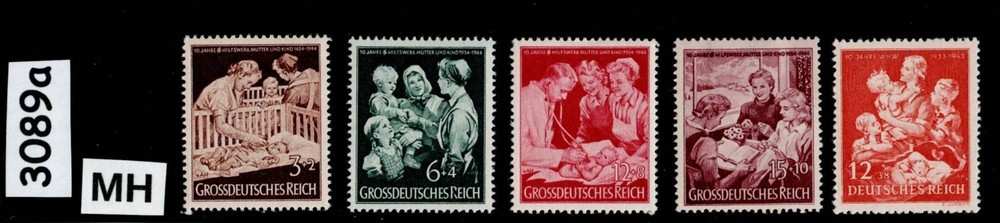 MH Germany stamp set 1943 & 1944 Mother & Children Winter relief WWII #3089a