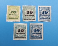 Germany / Weimar Deutsches Reich Hyperinflation OVP Surcharged Stamp Lot 1923 MH