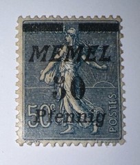 Travelstamps- MEMEL TERRITORY 1922 50 pf , German Reich Overprint 50pf/50c MOGH