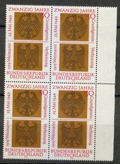 Germany 1969 MNH Mi 585 Sc 998 Eagles of Federal & Weimar Republics.Block of 4**