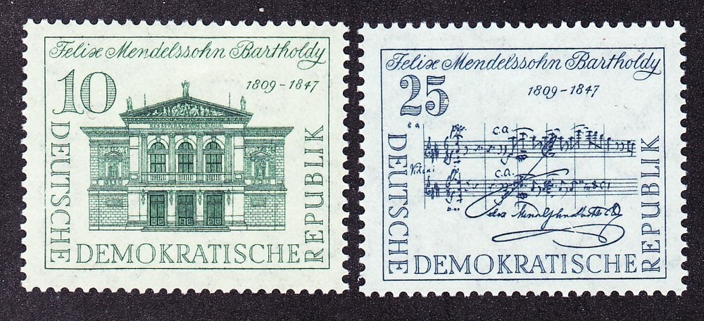Germany DDR 421-22 MNH 1959 Felix Mendelssohn-Bartholdy Composer Birth Anniv Set