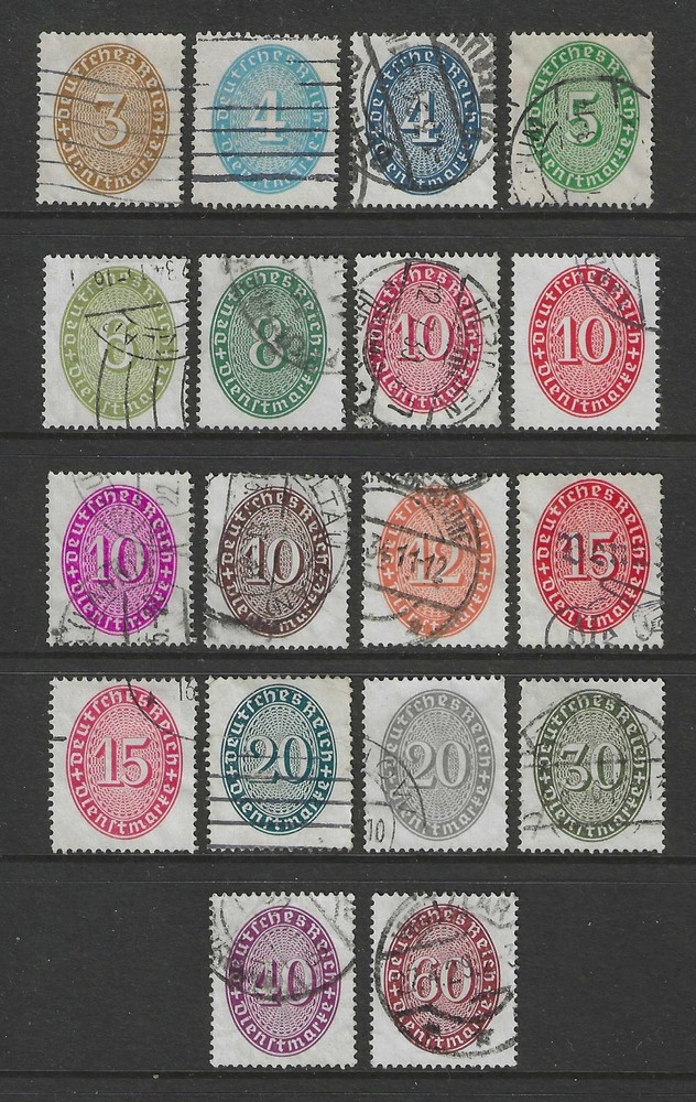 Germany 1927 / 1933 complete set official issues used $ 95.00