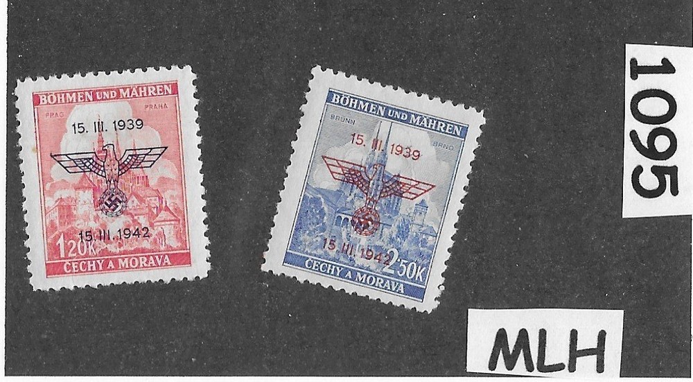 MLH set Sc 60-61 Overprint 1939-1942 Anniversary WWII Occupation of BaM #1095