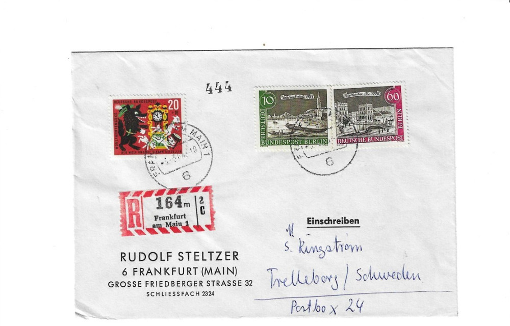 GERMANY (Berlin) Registered Cover sent from Frankfurt am Main to Sweden