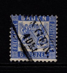 Baden SC# 22a Used Prussian Blue / Boxed Cancel / Signed – S51889