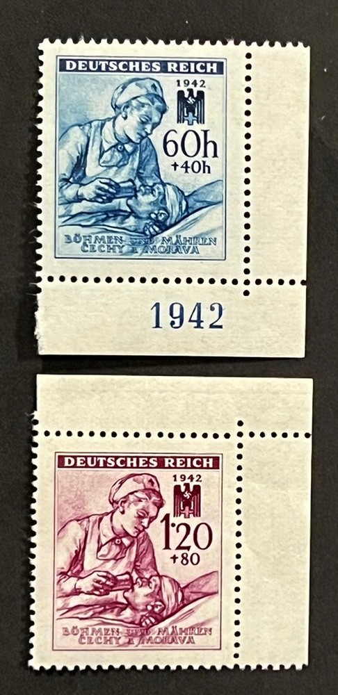 Travelstamps: 1942 Bohemia and Moravia SC B11-B12 Nurse & Wounded Soldier MNH OG
