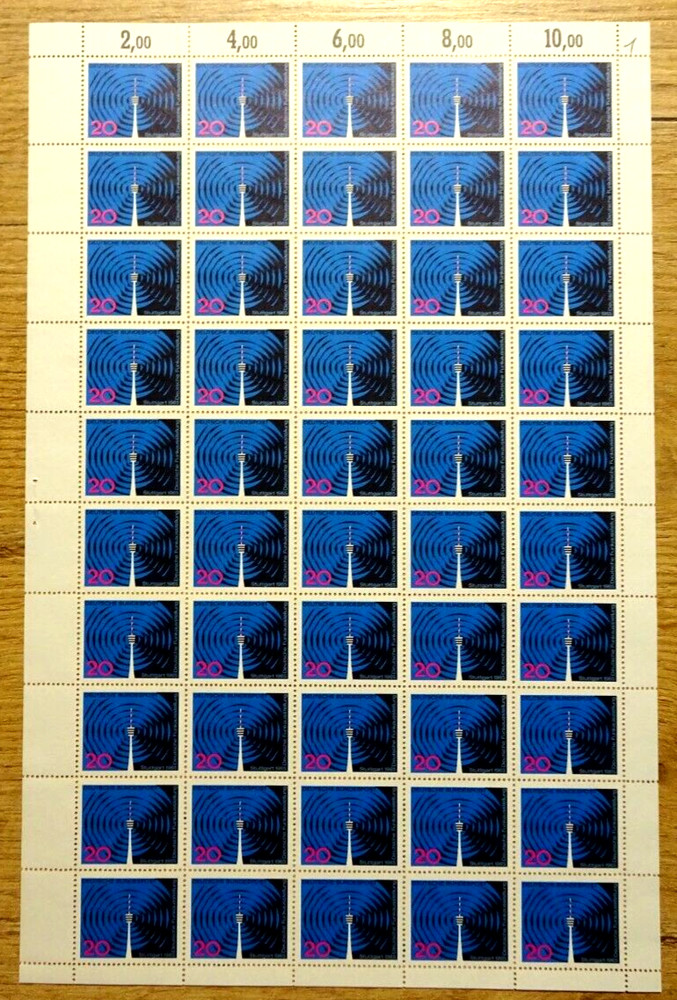 Bund No. 481 sheet mint FRG 1965 radio exhibition Stuttgart form number 0