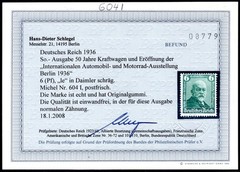 GERMANY 1936 604I ** MNH FLAWLESS RARE VARIETY Opinion SCHLEGEL BPP (H7388