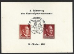 German Occupation of Poland 1941 16pf & 24pf on LUBLIN First Day souvenir card