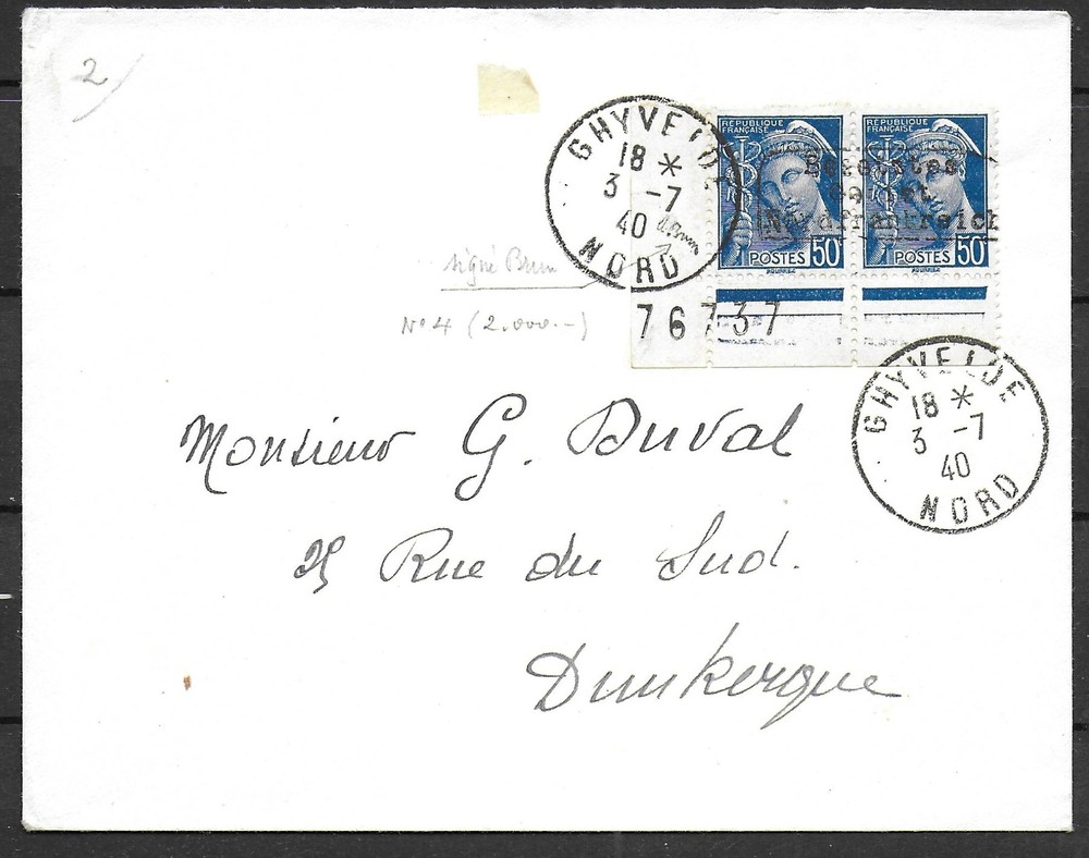 German Occupation Dünkirchen 1940 MI 3 on cover signed Brun VF