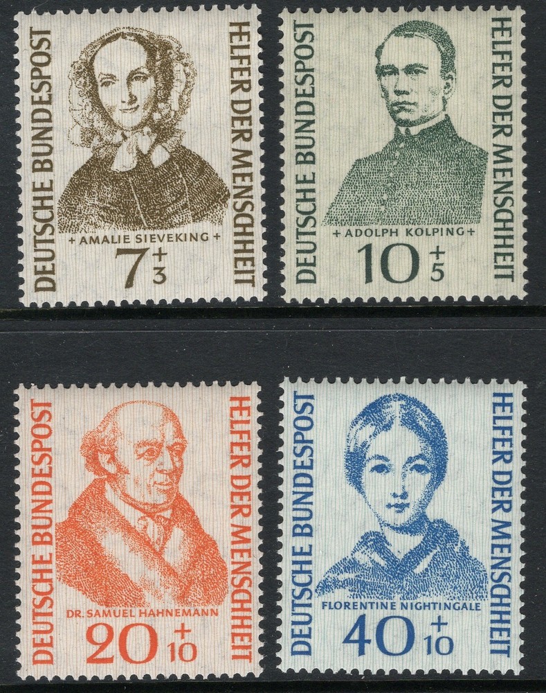 GERMANY 1955 SC. #B344-7 7PF+3PF TO 40PF+10PF PORTRAITS MINT NH SET CAT $29.10