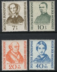 GERMANY 1955 SC. #B344-7 7PF+3PF TO 40PF+10PF PORTRAITS MINT NH SET CAT $29.10