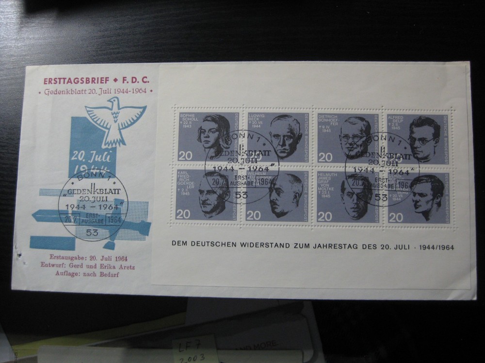 GERMANY Mi. #Block 3 used stamp sheet on first day cover (FDC)! CV $120.00