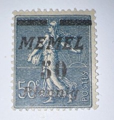 Travelstamps- MEMEL TERRITORY 1922 50 pf , German Reich Overprint 50pf/50c MOGH
