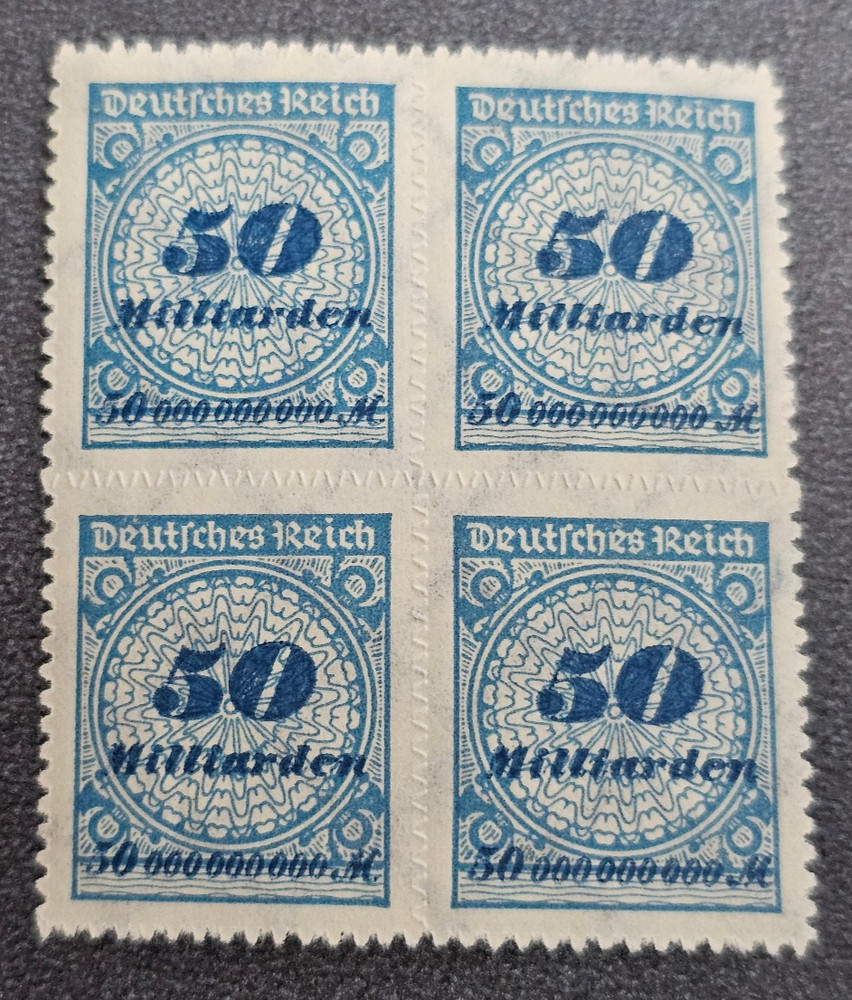 Stamps Germany Reich 4x 50 Milliarden 1923 Block Mi. Nr. 330 [🇩🇪39133-2]