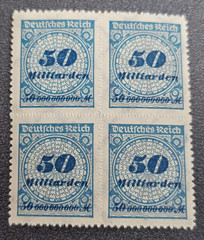 Stamps Germany Reich 4x 50 Milliarden 1923 Block Mi. Nr. 330 [🇩🇪39133-2]