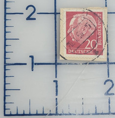 GERMANY ~ Deutrche/Bundespost ~ 20 Saufend Red Stamp ~ Posted ~ c.1954 ~ Y39