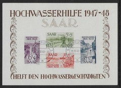 Saar 1948 Flood Fund Miniature Sheet MS255A Fine Used Cat£4500