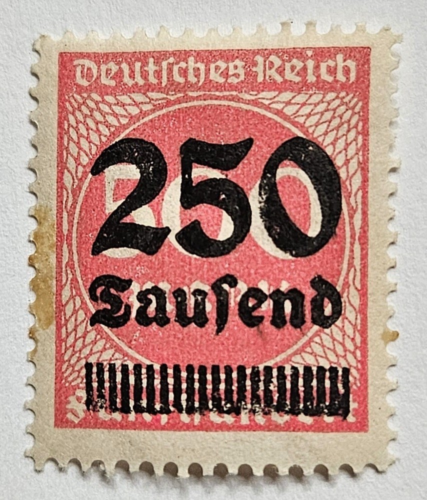 Germany VINTAGE 3rd REICH Overprint, 250 Tausand/500 Marks, Mint, Hinged