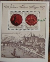DDR Miniature Sheet Johann Friedrich Bottger Red 50 Postmarked Saxony VF Used