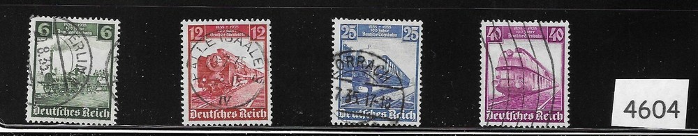 Complete stamp set / 1935 Historic Vintage TRAINS / Third Reich era Germany
