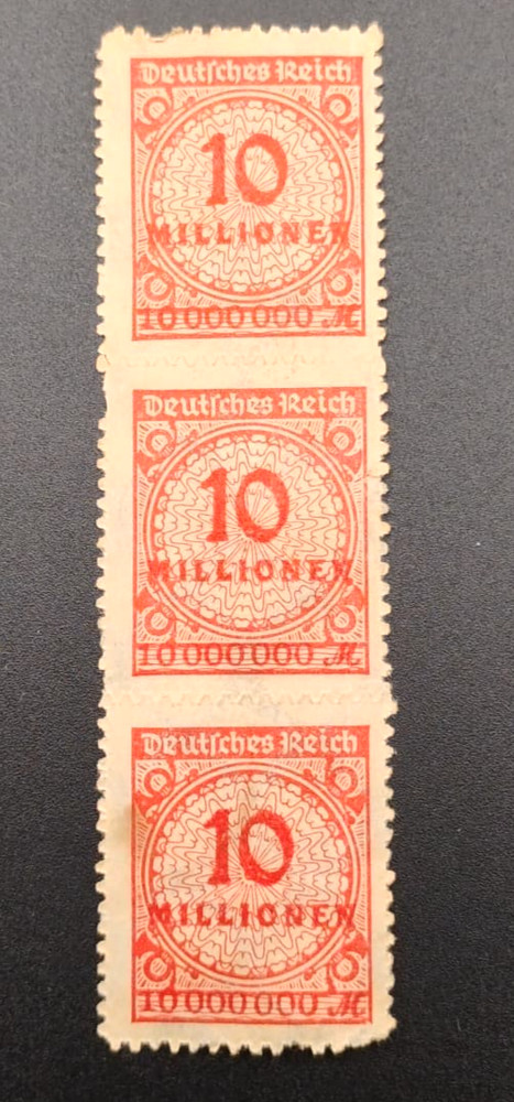 Germany Stamp Block of Three (3) 10 Millionen MNH (Uncancelled)