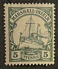 Travelstamps: GERMANY MARSHALL ISLANDS STAMPS Kaiser’s Yacht 5pf UnWMK MOGH
