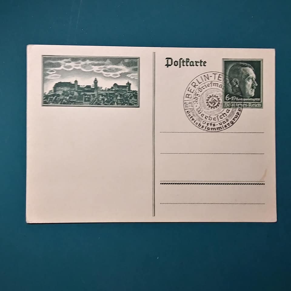 German THIRD REICH post card / with stamp 1938 Berlin WW2 World War II