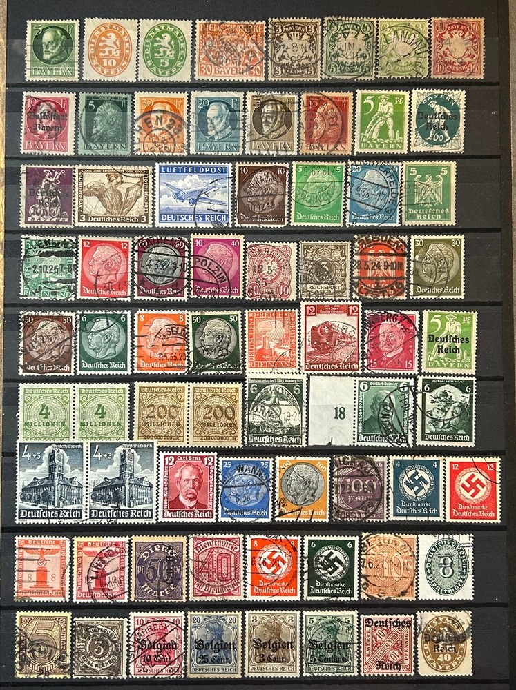 German Reich Stamps – Lot of 70 stamps used nice WWII and Bavaria /756