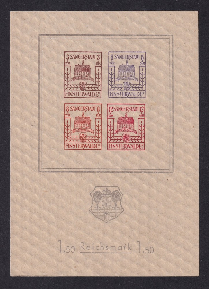 GERMANY 1946 Locals Finsterwalde Mini Sheet with Economy Gum Mi Block 2 MNH/**