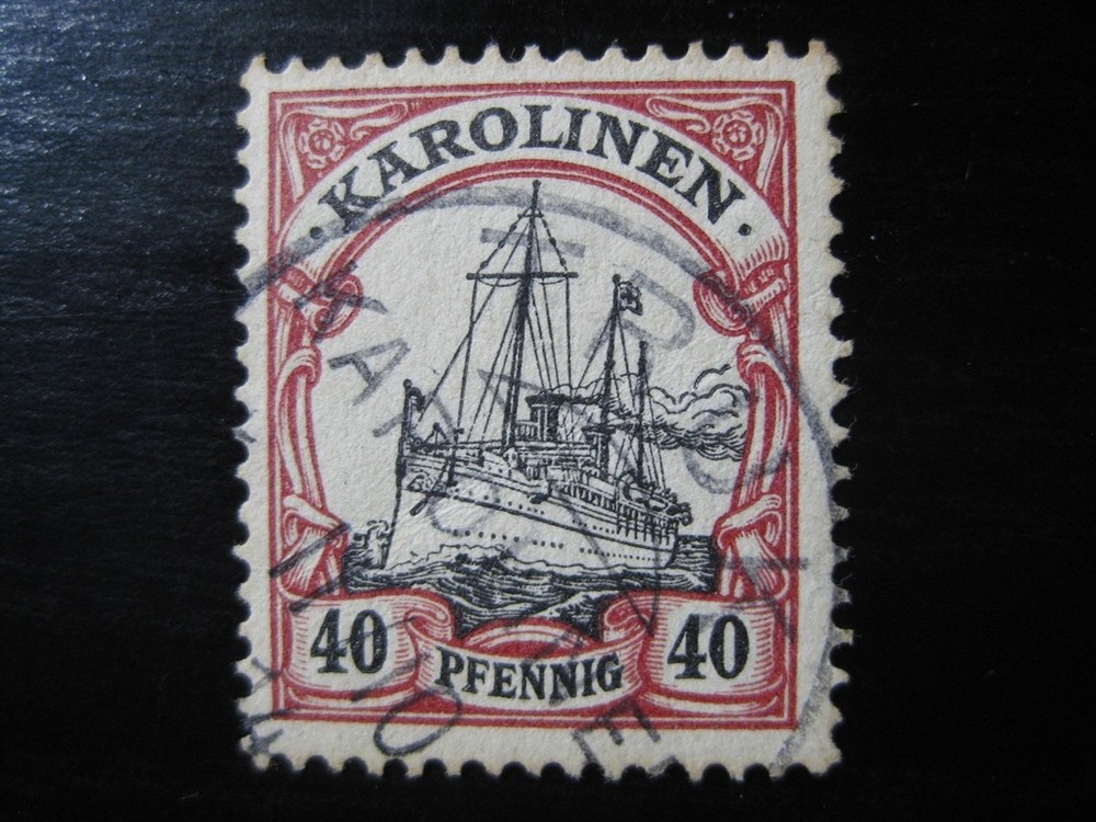 KAROLINEN GERMAN COLONY Mi. #13 used Kaiser Yacht stamp w/ Truk cancel!