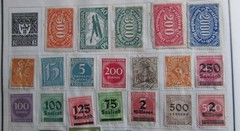 151 VINTAGE GERMAN WEIMAR REPUBLIC HYPER INFLATION STAMPS 6 PAGES STAMP ALBUM
