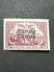 1920 Free City Of Danzig 2.5 Reichsmarko Double Overprint Danzig Rare Old Stamp