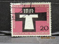 The listing:(1)1959 Exhibition of the Holy Coat 20Pf German Postage Stamp-LH