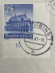 1941 GERMANY SEMI POST PAIR REGISTERED STRAUBING TO KITZINGEN